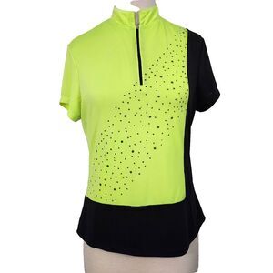Jamie Sadock Golf Tennis Pickleball Polo Top Yellow Black Colorblock size Medium